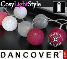 Julebelysning Capricorn, 30 LED bomuldskugler, Pink mix